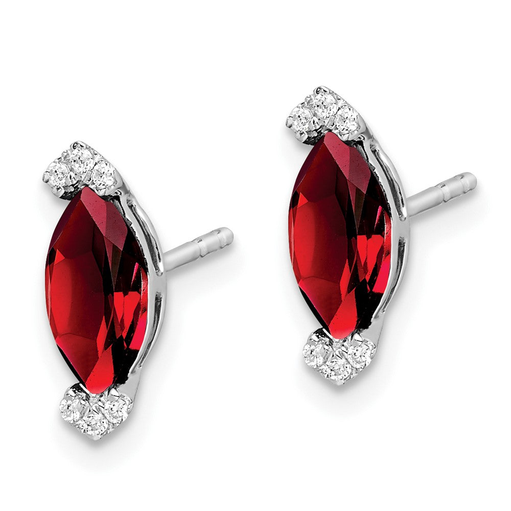 14k White Gold Marquise Garnet and Diamond Earrings