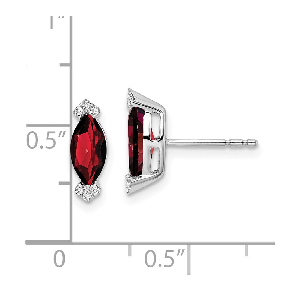 14k White Gold Marquise Garnet and Diamond Earrings
