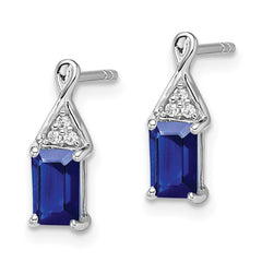 14k White Gold Sapphire and Diamond Earrings - 3