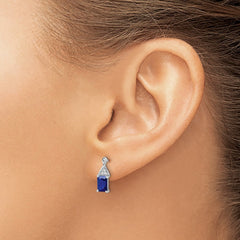 14k White Gold Sapphire and Diamond Earrings - 3