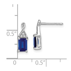 14k White Gold Sapphire and Diamond Earrings - 3