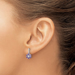 14k White Gold Amethyst and Diamond Earrings - 3