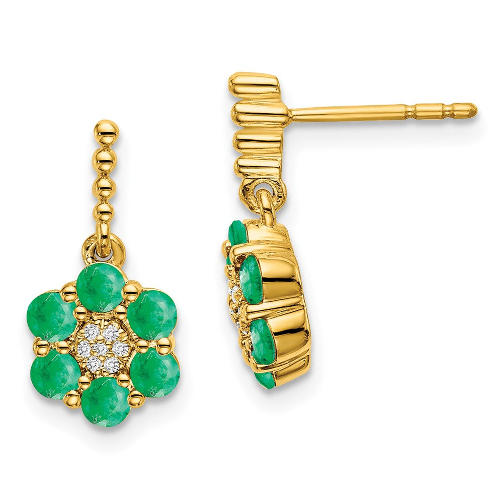 14k Emerald and Diamond Earrings - 2