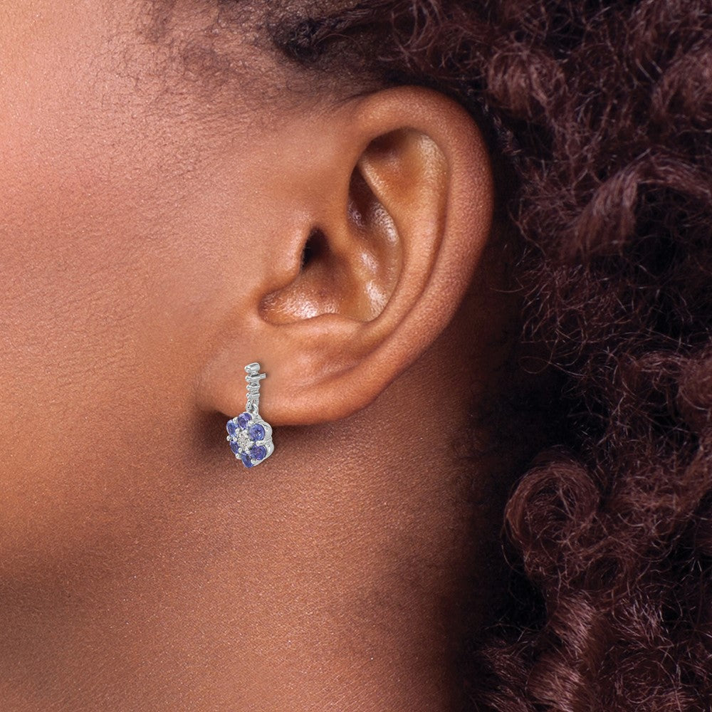 14k White Gold Tanzanite and Diamond Earrings - 2