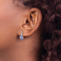 14k White Gold Tanzanite and Diamond Earrings - 2