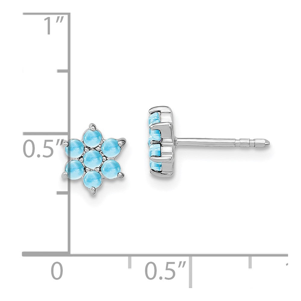 14k White Gold Blue Topaz Floral Post Earrings