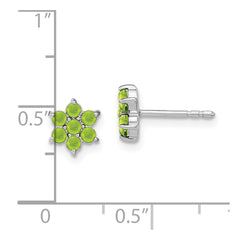 14k White Gold Peridot Floral Post Earrings