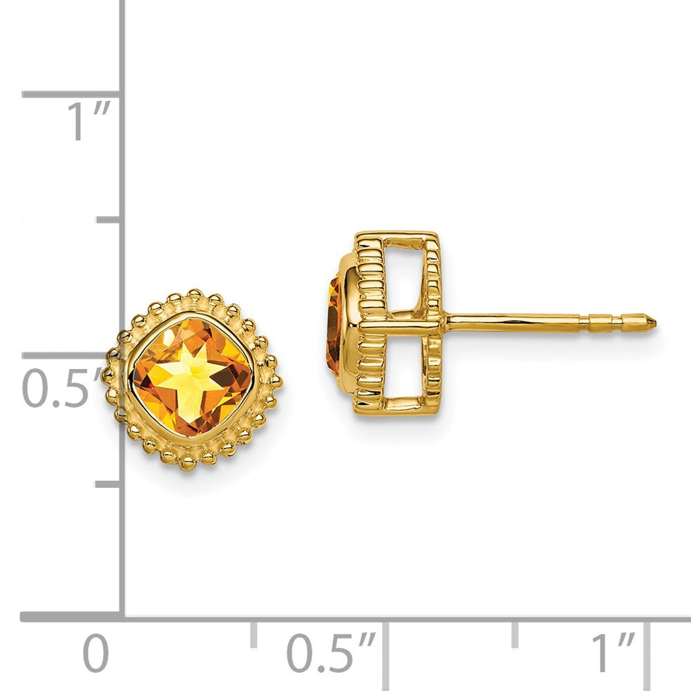 14k Cushion Citrine Earrings