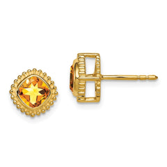 14k Cushion Citrine Earrings