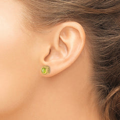 14k Cushion Peridot Earrings