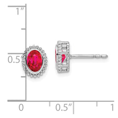 14k White Gold Oval Ruby Post Earrings