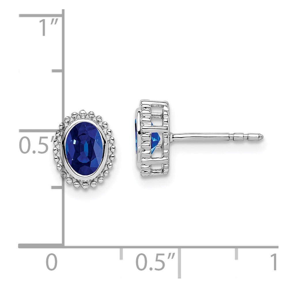 14k White Gold Oval Sapphire Post Earrings