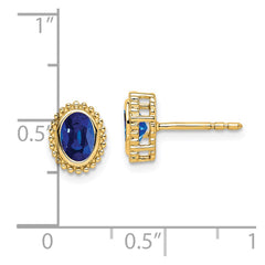 14k Oval Sapphire Post Earrings
