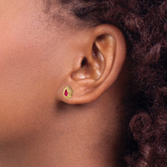 14k Pear Ruby Post Earrings