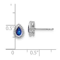 14k White Gold Pear Sapphire Post Earrings
