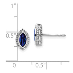 14k White Gold Marquise Sapphire Post Earrings
