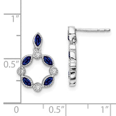 14k White Gold Sapphire and Diamond Dangle Earrings