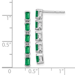 14k White Gold Emerald 5-stone Dangle Earrings