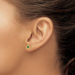 14k Created Emerald Post Earrings