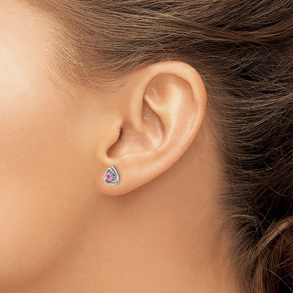14k White Gold Pink Tourmaline Post Earrings