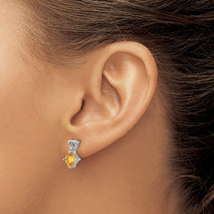 14k White Gold Citrine and Diamond Heart Earrings