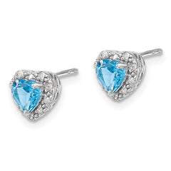 Sterling Silver Rhodium-plated Blue Topaz and Diamond Earrings