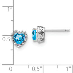 Sterling Silver Rhodium-plated Blue Topaz and Diamond Earrings