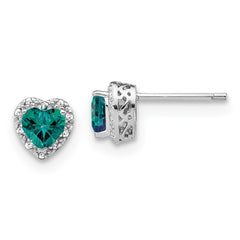 Sterling Silver Rhodium-plated Created Alexandrite/Diamond Earrings - 2