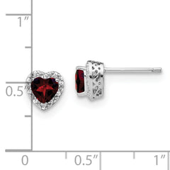 Sterling Silver Rhodium-plated Garnet and Diamond Earrings - 2