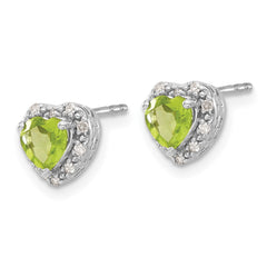 Sterling Silver Rhodium-plated Peridot and Diamond Earrings