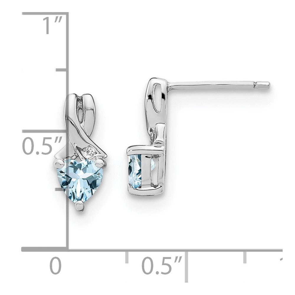 Sterling Silver Rhodium-plated Aquamarine and Diamond Earrings