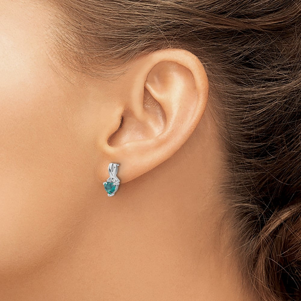 Sterling Silver Rhodium-plated Blue Topaz and Diamond Earrings - 3