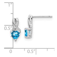 Sterling Silver Rhodium-plated Blue Topaz and Diamond Earrings - 3