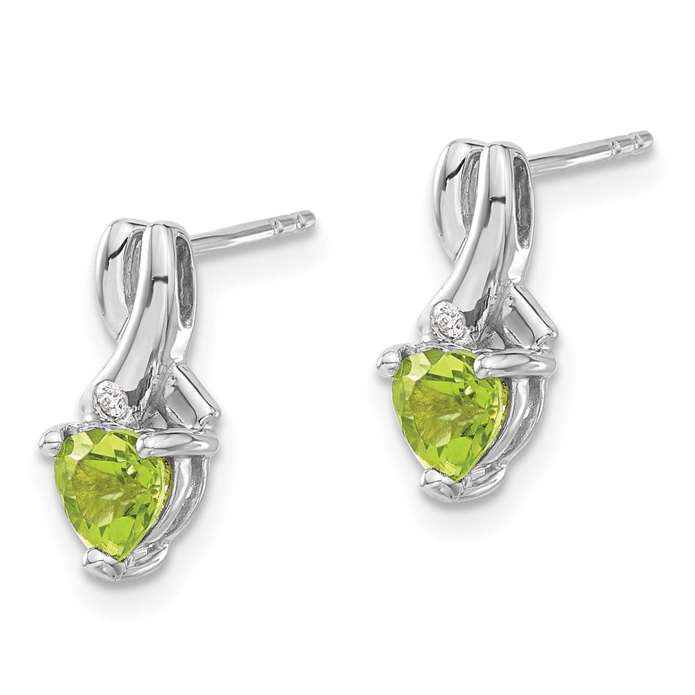 Sterling Silver Rhodium-plated Peridot and Diamond Earrings