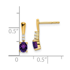 14K Oval Amethyst and Diamond Dangle Earrings