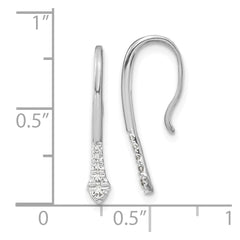 14k White Gold Polished Diamond Drop Wire Earrings