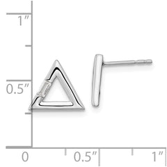14k White Gold Polished Triangle Diamond Post Earrings