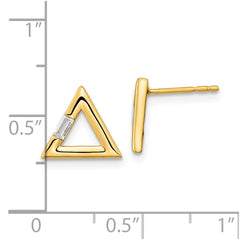 14k Polished Triangle Diamond Post Earrings