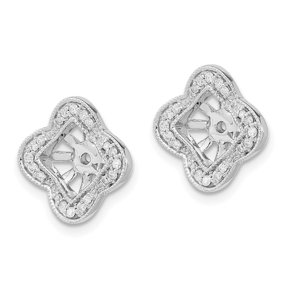 14k White Gold Diamond Earring Jackets - 9