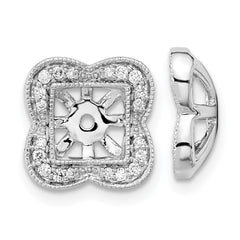 14k White Gold Diamond Earring Jackets - 9