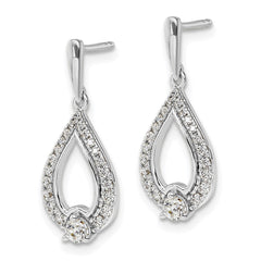 14k White Gold Diamond Post Dangle Earrings - 2