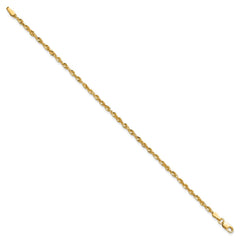 14K 8 inch 2.5mm Ultra Diamond-cut Rope with Lobster Clasp Chain