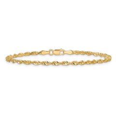 14K 8 inch 2.5mm Ultra Diamond-cut Rope with Lobster Clasp Chain