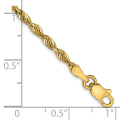 14K 8 inch 2.5mm Ultra Diamond-cut Rope with Lobster Clasp Chain