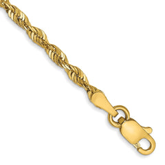 14K 9 inch 2.5mm Ultra Diamond-cut Rope with Lobster Clasp Anklet