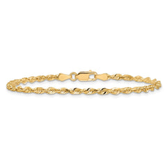 14K 8 inch 2.75mm Ultra Diamond-cut Rope with Lobster Clasp Chain