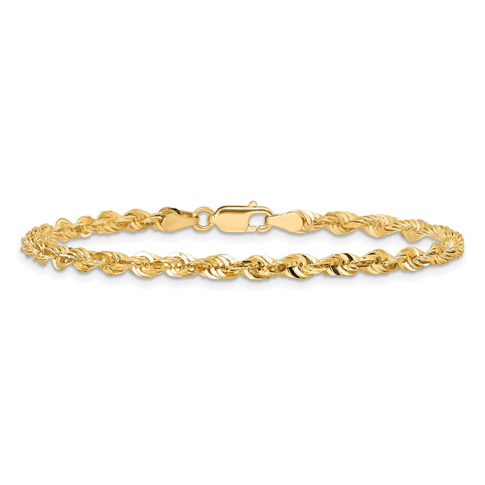 14K 9 inch 4mm Ultra Diamond-cut Rope with Lobster Clasp Chain