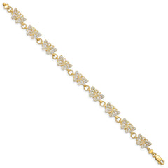 14k with White Rhodium Butterfly 7 inch Bracelet