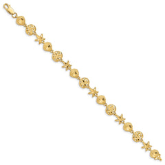 14K Diamond-cut Sea Life 7 inch Bracelet