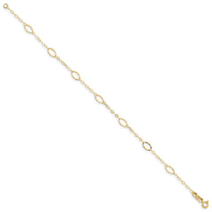 14k Oval Design Diamond-cut 7.25 inch Bracelet
